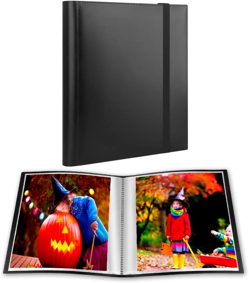 Aevdor Photo Album 8x10, 8x10 Photo Album Book Holds 68 Photos, Art Portfolio Binder for 8 x 10 Pictures, Photo Albums for 8x10 Photos, 10x8 Sheet Protector Folder for Photos, Kids Artwork, Sketch (Black) - Image 1